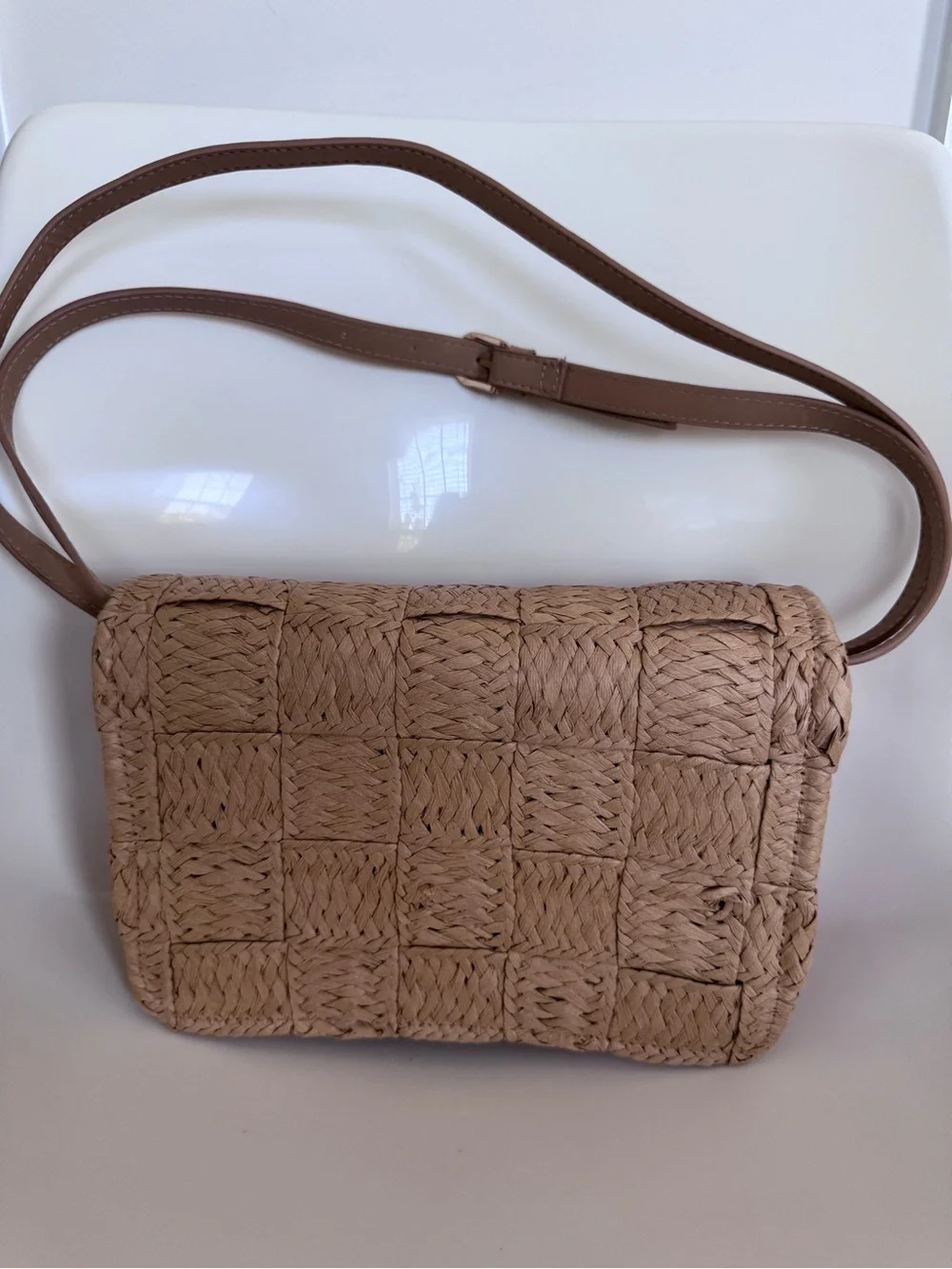 Woven Raffia Straw Crossbody Bag Coastal Grandmillennial Boho Beach Vacation H&M